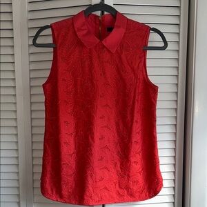 J. Crew Red Peter Pan Collar Blouse